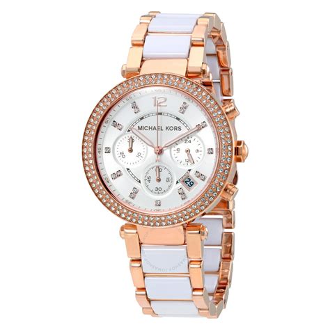 Michael Kors Women's Parker Chronograph White Dial Rose 